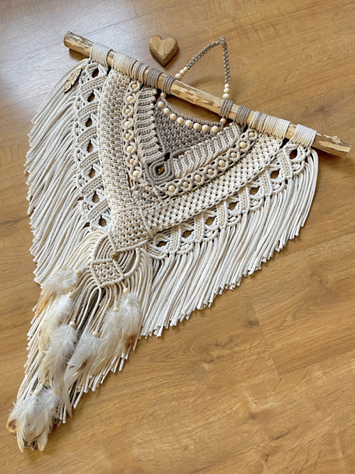 Macrame závěs BÉŽOVÝ INDIÁN 70x90 — foto 2