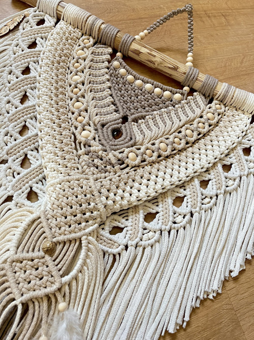 Macrame závěs BÉŽOVÝ INDIÁN 70x90 — foto 4