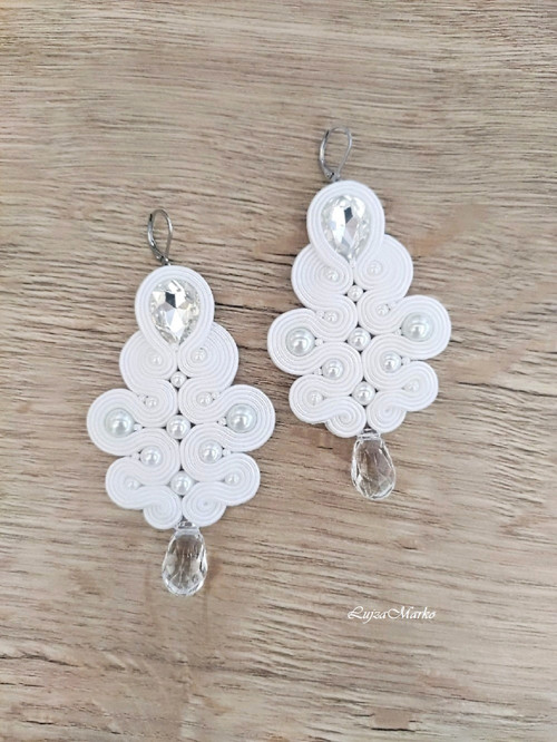 Sibyla soutache/sutaš bile náušnice — foto 4