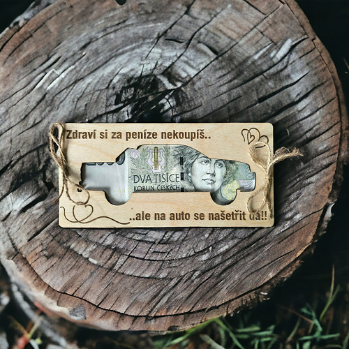Dřevěná obálka na peníze AUTO — foto 4