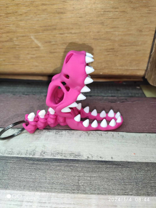 Lebka T-Rex - klíčenka - dvoubarevné — foto 2
