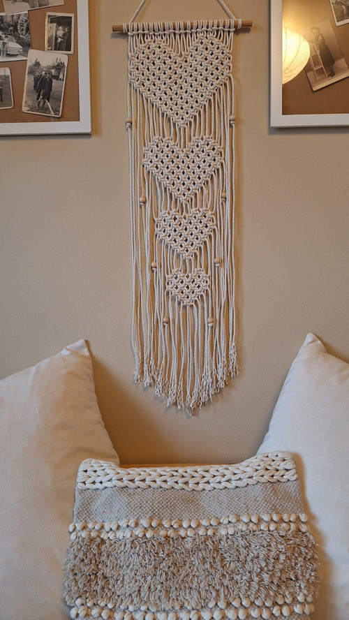 Boho nástĕnná dekorace 4 / smetanová — foto 3