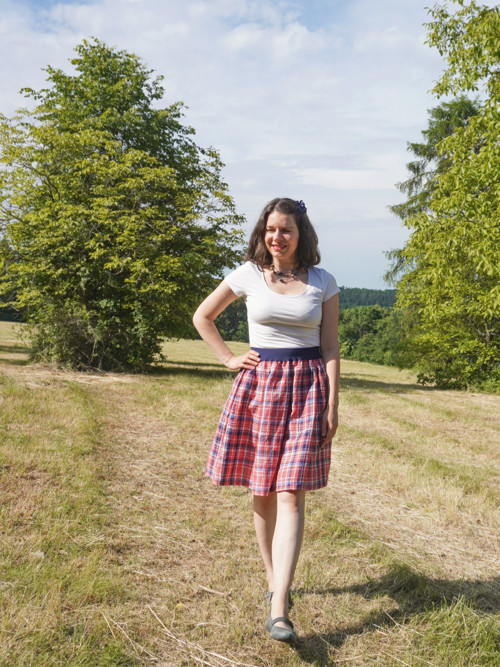 Lněná sukně kostkovaná — foto 3