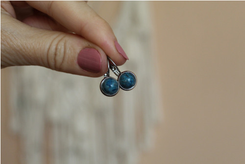Náušnice nerez. ocel, 8mm orchid stone — foto 2