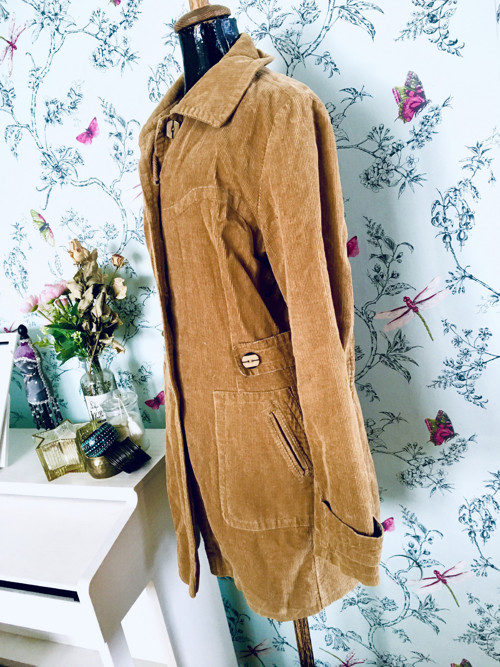 Kabát retro, manšestr camel — foto 4