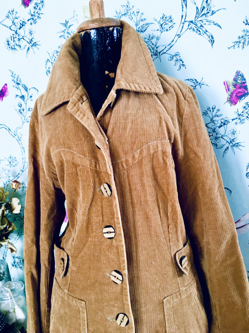 Kabát retro, manšestr camel — foto 2
