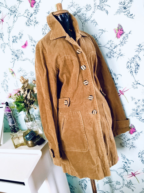 Kabát retro, manšestr camel — foto 3