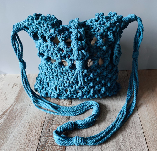 Macramé kabelka - petrolejová — foto 2
