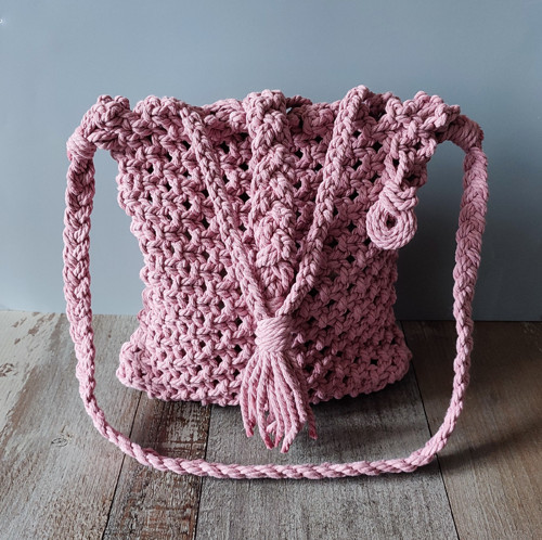 Macramé kabelka - starorůžová — foto 2