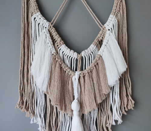 Macramé dekorace Béžový anděl 42 x 85 cm — foto 3