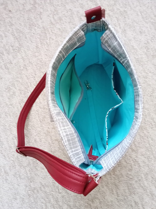 Crossbody- vínová + šedá — foto 5