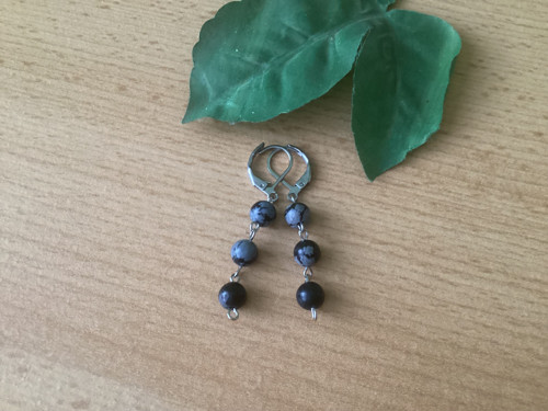Náušnice s obsidiánem vločkovým a chirurgickou — foto 2