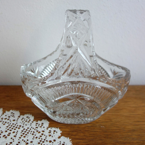 Retro skleněný košík, Crystalex — foto 2