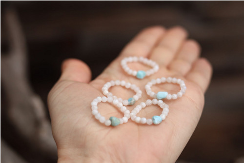 Prsteň mesačný kameň a larimar — foto 2
