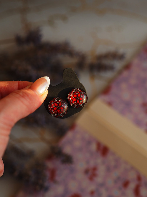 Kulaté peckové náušnice mandala jóga — foto 2