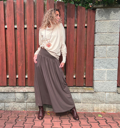 Volná sukně dlouhá hnědá — foto 2