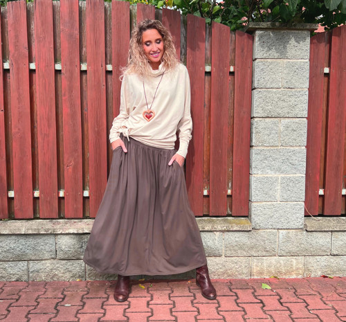 Volná sukně dlouhá hnědá — foto 3