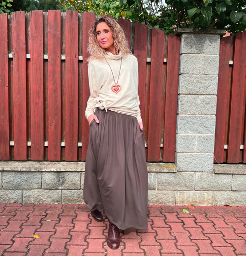 Volná sukně dlouhá hnědá — foto 4