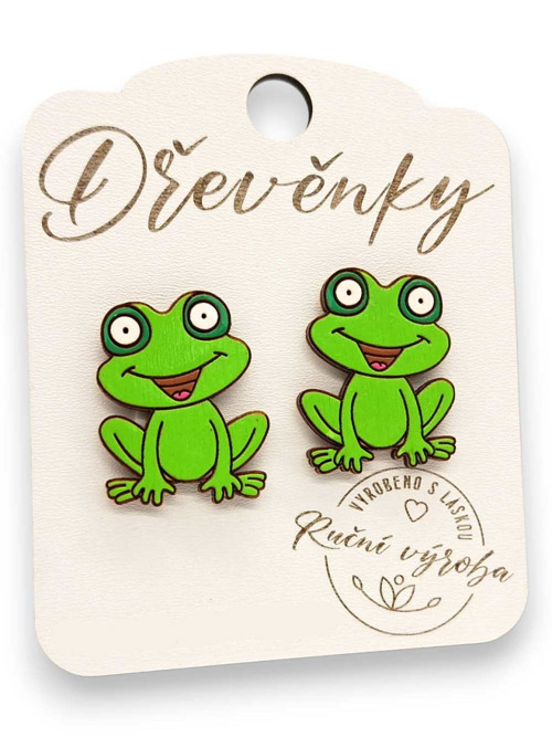 Dřevěnky - Dřevěné náušnice - Žabák — foto 2