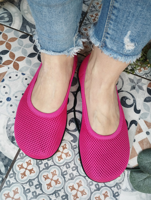 Dámské bf baleríny síťované magenta — foto 2