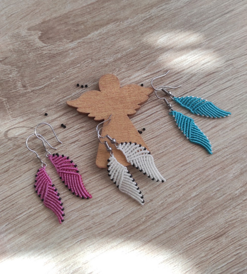 Macramé náušnice *angel wings* — foto 2