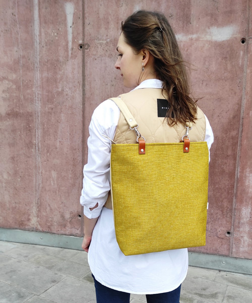 Ava backpack žlutá tkaná látka — foto 2