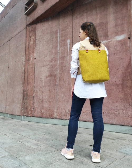 Ava backpack žlutá tkaná látka — foto 4