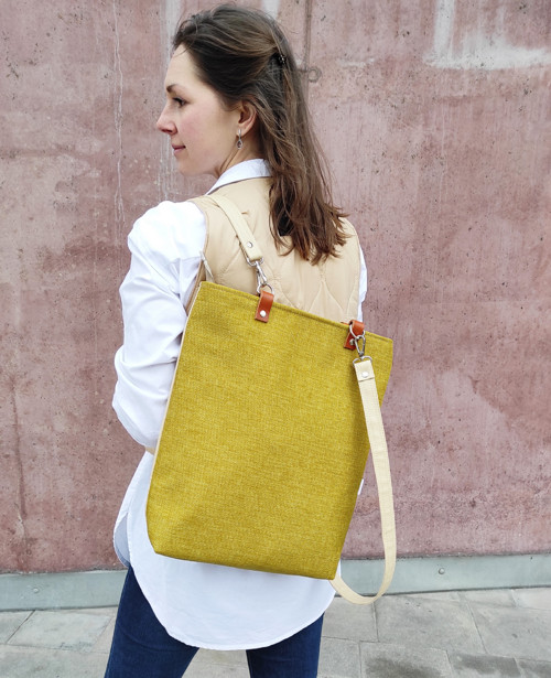 Ava backpack žlutá tkaná látka — foto 3
