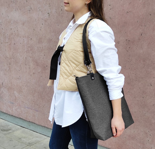 Ava backpack šedá tkaná látka — foto 4