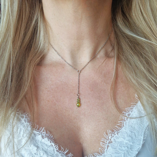 Ocelový náhrdelník*olivín*peridot*visací — foto 4
