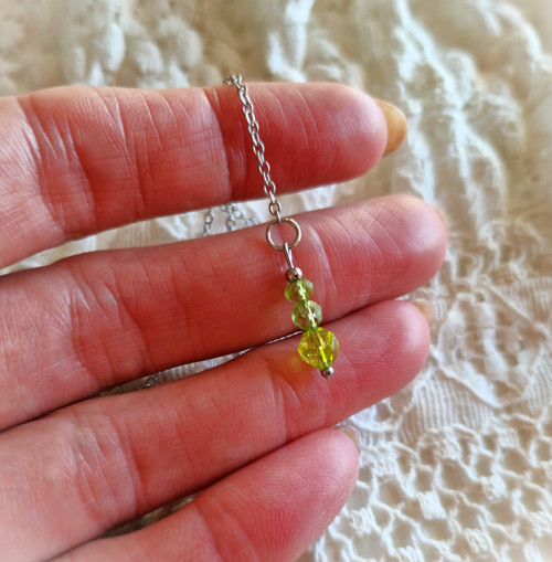 Ocelový náhrdelník*olivín*peridot*visací — foto 3