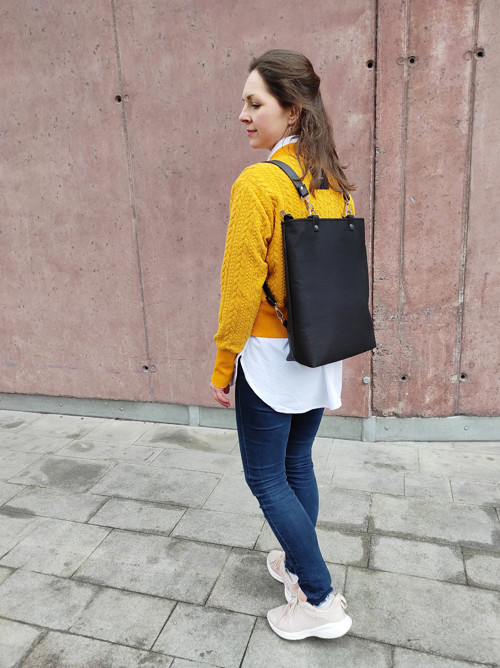 Ava backpack černá tkaná látka — foto 2