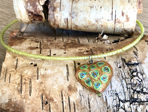 Zelený Náhrdelník Se Srdcem Cloisonne — foto 3