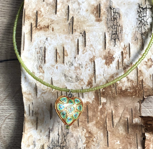Zelený Náhrdelník Se Srdcem Cloisonne — foto 5
