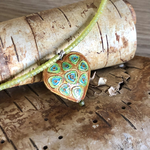 Zelený Náhrdelník Se Srdcem Cloisonne — foto 2