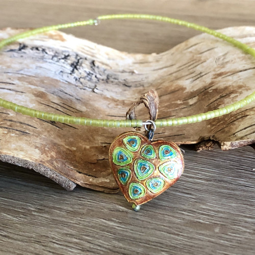 Zelený Náhrdelník Se Srdcem Cloisonne — foto 4