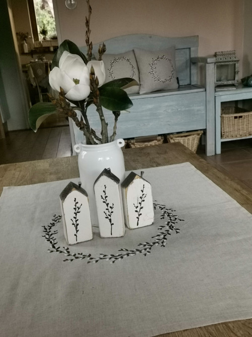 Lněný ručně malovaný ubrus — foto 2