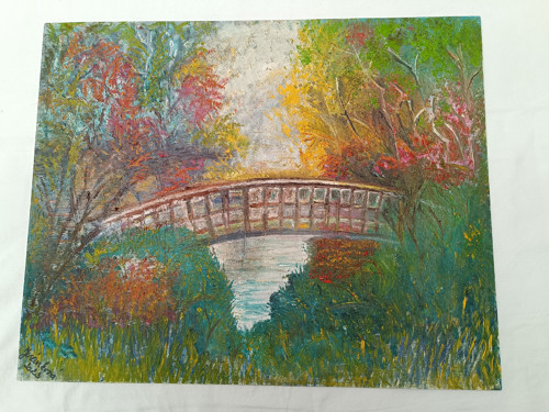 Romantický mosteček - olejomalba 50x40 cm — foto 3