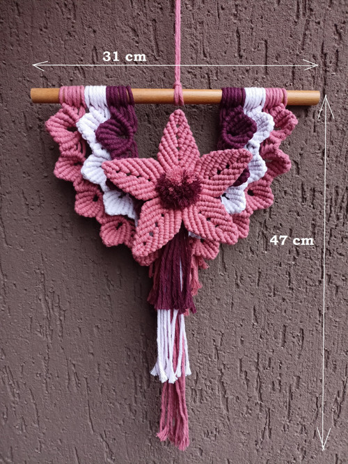 Závěsná dekorace, macramé «Bordó» — foto 2