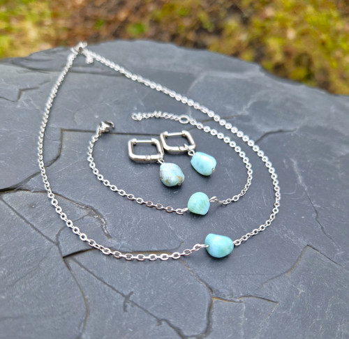 Náhrdelník*larimar*chir.ocel — foto 6