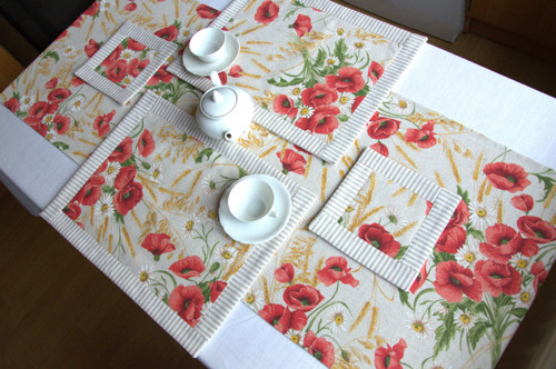 Prostírání pod hrníček - Fleurs lem pruhy — foto 3