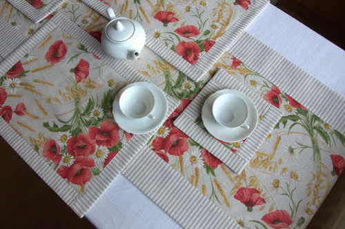 Prostírání pod hrníček - Fleurs lem pruhy — foto 2