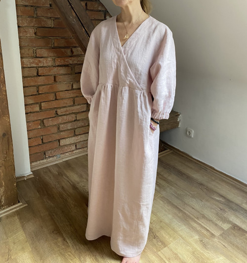 Lněné šaty růžová REZERVACE — foto 6