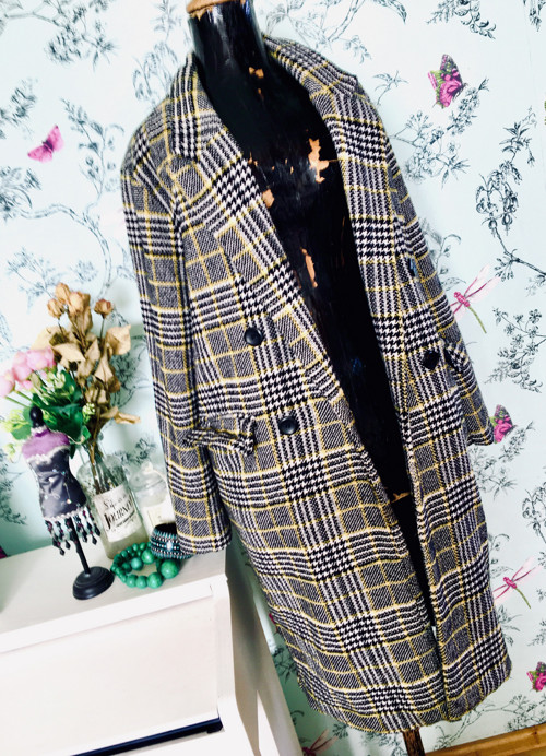 Kabát chic dandy káro jarní — foto 3
