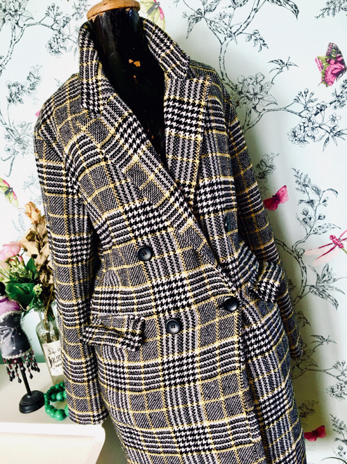 Kabát chic dandy káro jarní — foto 4