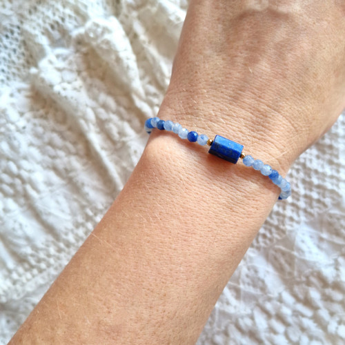 Lapis lazuli*modrý achát*jemný náramek — foto 4
