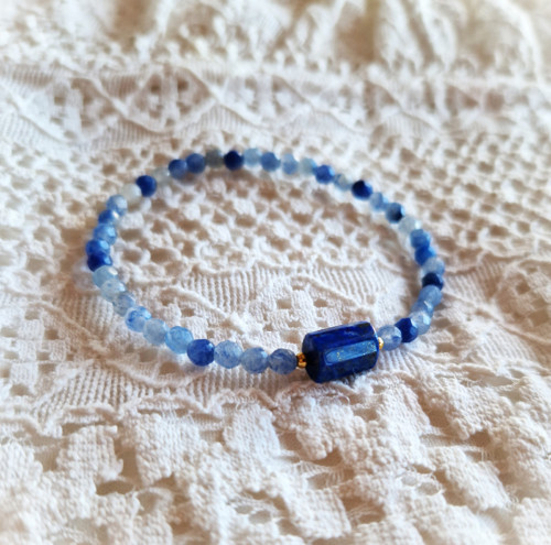 Lapis lazuli*modrý achát*jemný náramek — foto 3