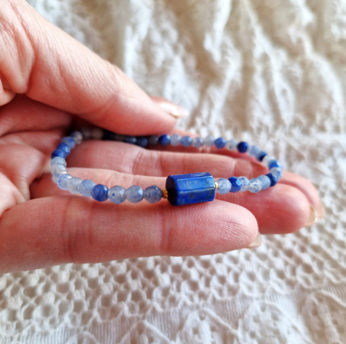 Lapis lazuli*modrý achát*jemný náramek — foto 2