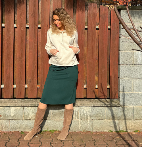Zelená sukně s kapsami — foto 3