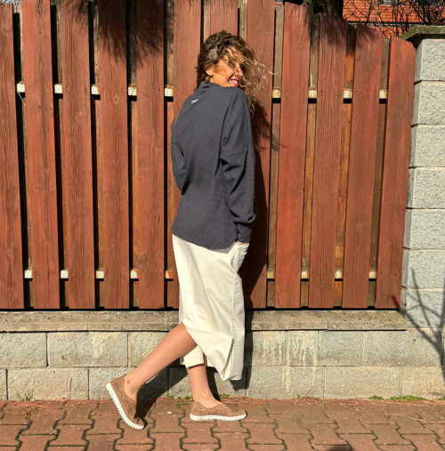 Smetanová sukně s kapsami dlouhá — foto 5